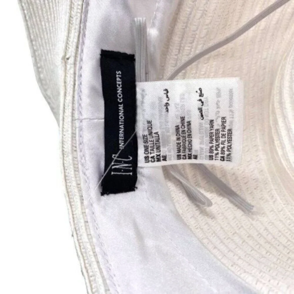INC International Concepts Beaded White Straw Cowboy Fedora Hat